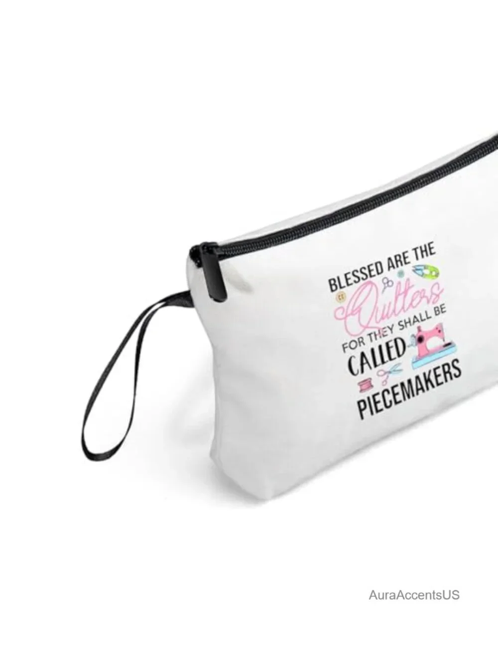 Sewing Quilting Gift Makeup Bag Cosmetic Pouch for Women Canvas Zipper